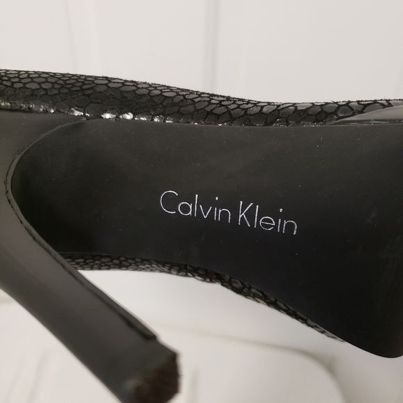 Calvin Klein Black Peep Toe Stilletos Size 9, Stylish, Chic - Picture 8 of 14